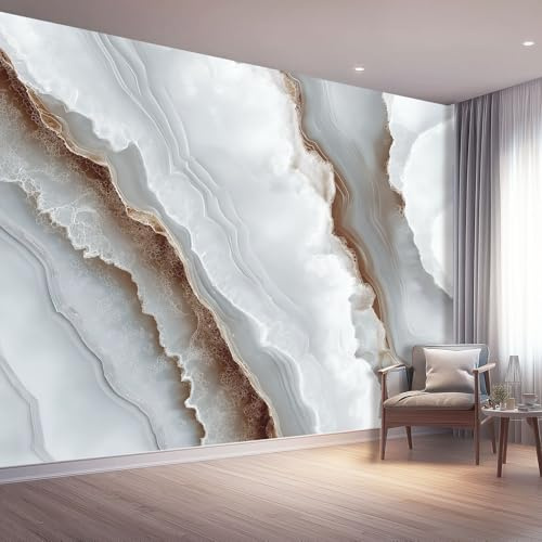 Papel tapiz fotográfico 300 x 210 cm paredes decoración de salón Diseño Simplicidad Moderna para dormitorio sala de estar papel tapiz no tejido, Textura De Ágata Blanca