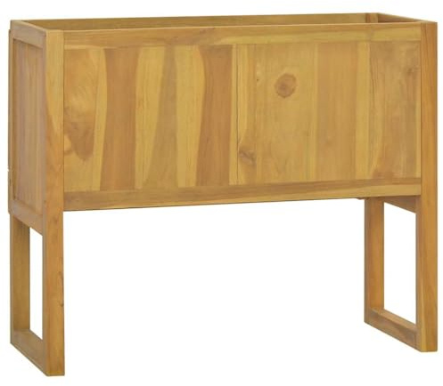 Mobile da Bagno in Teak in Legno Massiccio, 90x40x75,5 Cm, Ampio Stoccaggio, Cornice Robusta per Casa, Finitura Naturale, Assemblaggio Richiesto, Essiccato in Forno, a