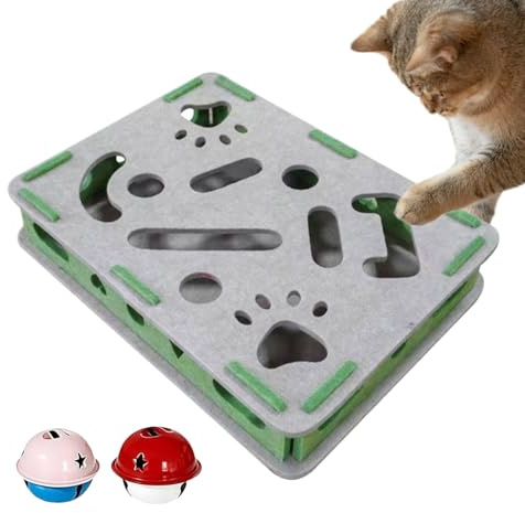 per unghie per gatti, silenziosa, interattiva, con 2 palline a campana, in feltro, per toelettatura, gioco, divano, tappeto, protezione per mobili e gattini, taglia S, M, L