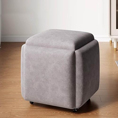 Cubo de asiento, ruedas giratorias, taburete apilable para sofá, silla, reposapiés otomano anidable para sala de estar y dormitorio