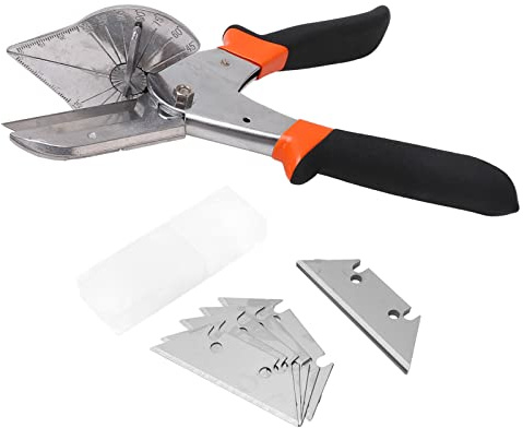 Cloimei Cizalla de inglete angular con 10 cuchillas, tijeras biseladas ajustables de metal, herramienta de corte angular para embalaje blando, tubo de alambre de PVC, madera decora