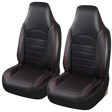 AUTOYOUTH Universal Front Pair Waterproof PU Leather Car Seat Covers for Cars & Supports & Airbag Compatible, Red