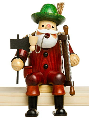 SIKORA RM-A-Kantenhocker Holz Räuchermännchen H:16,5 cm - Verschiedene Motive, Farbe/Modell:A03 Kantenhocker Rot - Holzfäller, Höhe in cm:Höhe ca. 16.5 cm