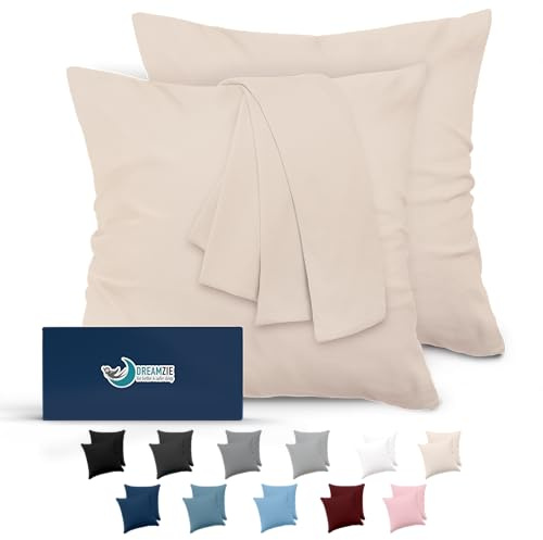 Federe Cuscini 65x65 (Set 2) Dreamzie in Microfibra OEKO-TEX Certificazione - Federa Cuscino Dolce Beige