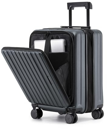 Münicase Reisekoffer M 50 cm, Laptopfach, TSA, Businessgrey | Top-Öffnung, Erweiterbar, Kompressionsgurt, Doppelrollen, Außenmaße 50 × 35 × 23 cm