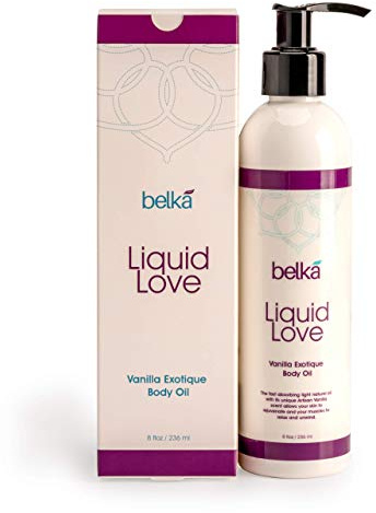 Liquid Love Vanilla Exotique Body Oil for Relaxing Massage Therapy and Sensual Couple's Massages - Made in The USA, 100% Vegan with Luscious Virgin Oils, Grape Seed, Coconut, Vitamin E, 8 floz