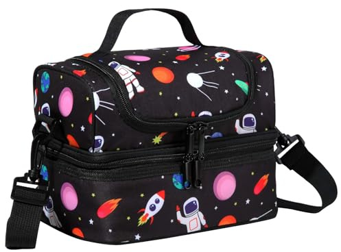 Chase Chic Kühltasche Kinder,6.5L Lunchtasche mit zwei Fächern Astronaut | Isoliert,mit Abnehmbarer Verstellbarer,Wasserdichte,Leicht zu reinigen,Lunch Bag für Schule,Picknick,Reisen