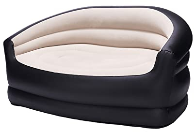 Outraveler Uppblåsbar lat soffa utomhus fällbar solstol flockning fritidssoffa (dubbel soffa)