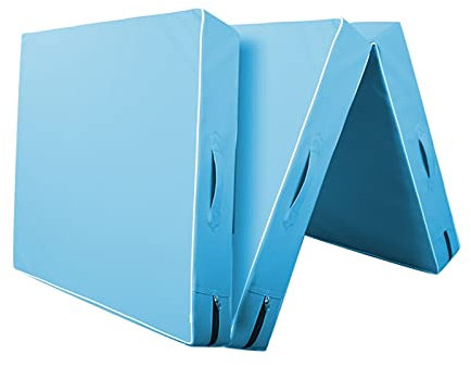 Turnmatte Weichbodenmatte PU. Leder-Gymnastik-Matte, Tri-Fold-Folding-Trainingsmatte, verwendet zum Taumeln, gemischte Kampfkunst, Kampfkunst, Stretching-Übungen 180x60cm (Color : Blue)