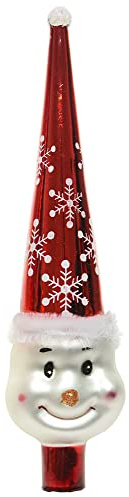 zeitzone Christbaumspitze Schneemann Echt Glas Rot Weiß Weihnachtsbaumspitze 30cm