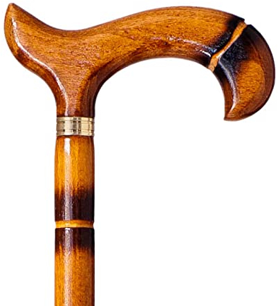 S & B Bastone di supporto realizzato in legno, decorato con strisce 92 cm, molto resistente (613) bastone Caminar Anziani, Anziani, Marrone