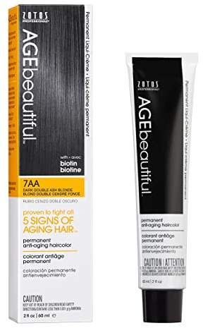 AGEbeautiful permanent Liqui Hair Color Dye | 100 % grått skydd | Anti-aging | Biotin för tjockare hår | Professionell Salon Coloring | 7AA Double Ash