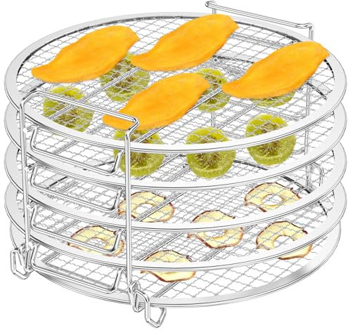 Air Fryer Rack Compatible with Ninja Foodi 8Qt Stainless Steel 8.5inch Dehydrator Stand 5 Layers Stackable Dehydrating Rack Grill for Air Fryer Oven