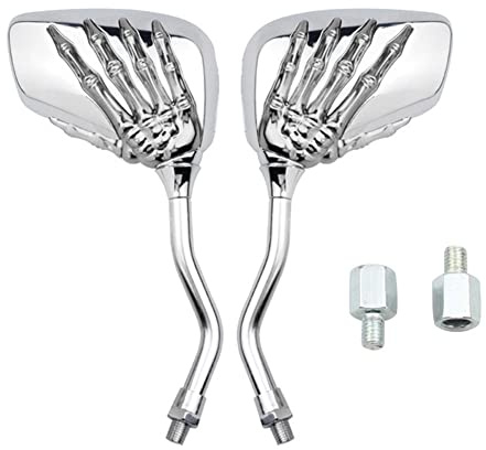 iSpchen Rückspiegel Motorrad 1 Paar Schädel Klaue Motorrad Spiegel Seitenspiegel Edelstahl ABS Motorradspiegel Lenkerspiegel mit Spiegelhalterung M10 für Roller ATVs Motorräder