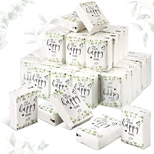 Sinmoe Fazzoletti per il viso per matrimoni, sacchetti di benvenuto, tascabili, dimensioni da viaggio, bomboniere per ospiti, 3 veli, lacrime felici, confezioni di fazzoletti per feste di nozze,