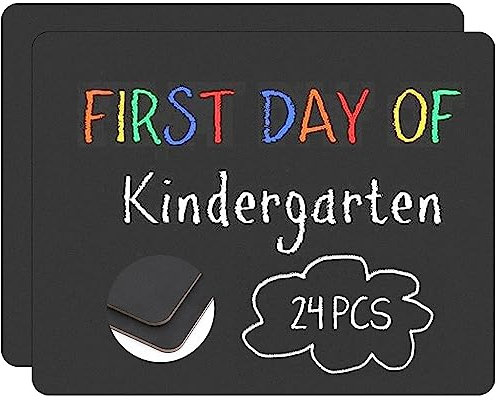 24 Stück rahmenlose schwarze Kreidetafel für Schule und Hochzeit, trocken abwischbare Tafel, Schulanfang, Schilder, Holzkreidetafel für Zuhause, Geburtstagsfeiern, Nachrichtentafeln,