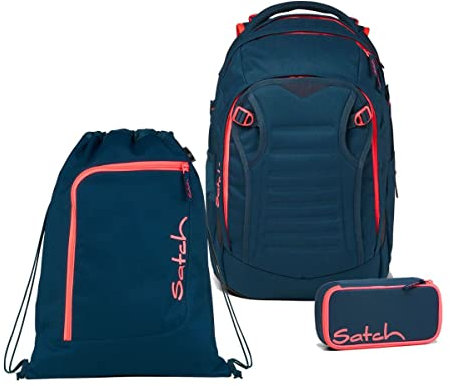 Satch Match Schulrucksack Set 3tlg. inkl. Schlamperbox u. Sportbeutel (Pink Phantom)