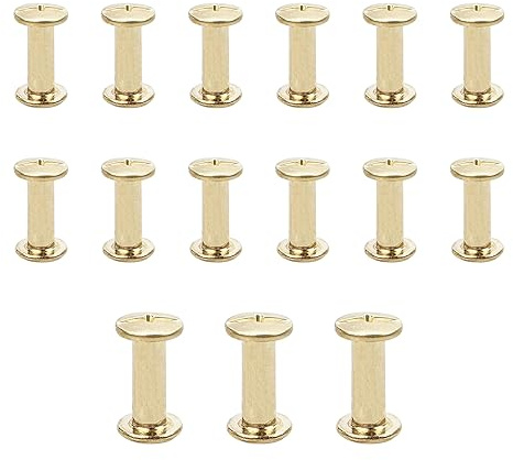 JJWNMLL 15 Stück Chicago Binding Schrauben, Gold M5*15mm Buchschrauben | Metall Schraubnieten für DIY Leder Dekoration,Taschen, Handwerk, Kragen, Geschirr, Gepäck, Geldbörse