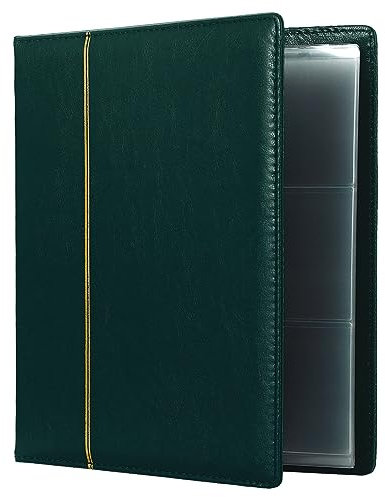 Kyrio Münzsammlung Album,150 Taschen Münzen 24 Stück Papiergeld-Aufbewahrungskoffer, Münzsammlung Halter für Sammelzubehör, Bills Pennies Quarters Stamp (Grün, Münzen und Banknoten)