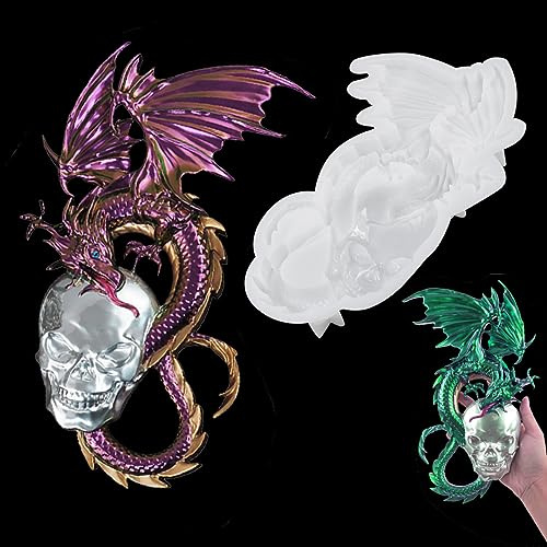 Zayookey Dragon Skull Resin Mould 3D Large Dragon Silicone Moulds Skull Resin Casting Mould Animal Epoxy Mold for DIY Wall Hanging Ornament Cake Decorating