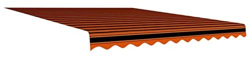 Mengtu Markisenbespannung Markisentuch Ersatz-Markisenstoff Ersatz-Bezug für Markise Markisenbespannung Sonnenschutz Ersatzstoff mit Volant ohne Rahmen Orange und Braun 350x250 cm Garten Möbel