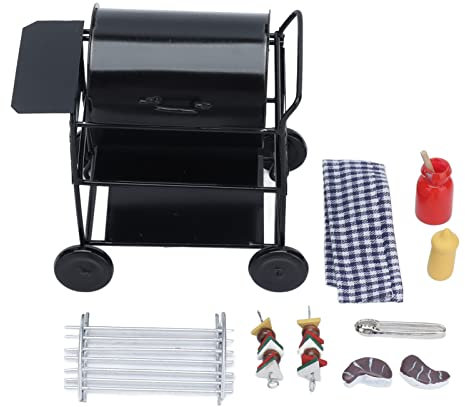 NOENNULL Puppenmöbel Spielzeug BBQ Grill Möbel für Puppenhaus Mini BBQ Grill 1:12 Miniatur-Szene Exquisite Schön und lebendig Küchenmöbel Modell Wohnaccessoire