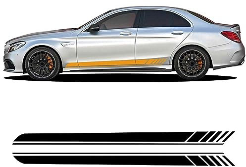 FENVY Auto Seitenstreifen Seitenaufkleber Aufkleber Grafiken,für Mercedes Benz A C E CLA CLS GLA GLC GLE Class AMG GT W204 W205,Autotür Seitenschweller Aufkleber Body Decor Styling Decals,A-Black