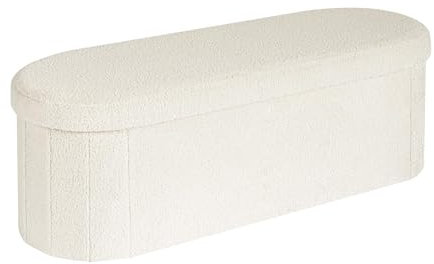 Bonlife Sitzbank mit Stauraum, klappbare Sitztruhe, Aufbewahrungsbox, Fußbank,Liebe, für Schlafzimmer Wohnzimmer Flur, Weiß, 110x38x38 cm