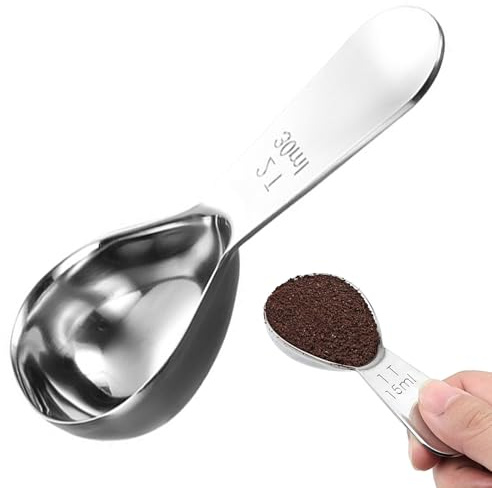 2 pcs Stainless Steel Coffee Scoop，Coffee Scoop Set,15ml and 30ml Measuring Spoon，Tablespoon Measure Spoon Set Tablespoon Scoop Great for Ground Coffee and Tea，Loose Tea, Sugar Or Flour