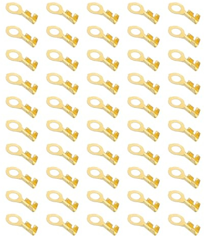 PATIKIL 100 Pcs Bornes à Anneau en Cuivre, M4 Câble de Fil de Connexion Bornes à Anneau de Câble à Baril Ouvert en Cuivre Non Isolées Kit pour Mise à la Terre de l'Éclairage