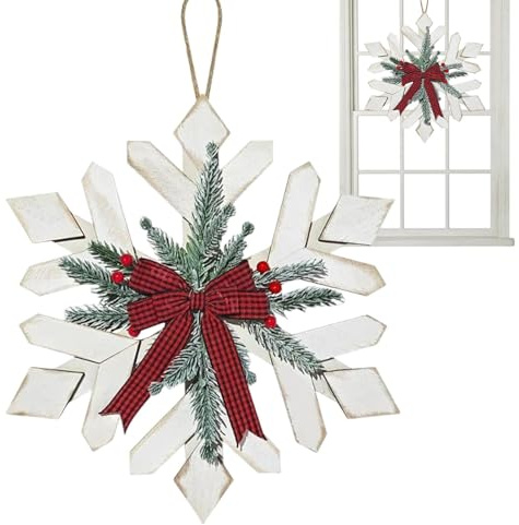 Corone di Natale per porta d'ingresso - ghirlande natalizie per porta | Ghirlanda per porta di Natale | Ornamenti in legno per decorazione domestica | Segnale porta anteriore con corona di benveni