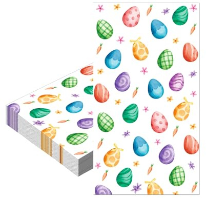 COSORO 20 Stück Ostern Servietten Papier,40x33cm Papierservietten Bunt Ostereier,Weich Servietten Partygeschirr,Tischdekoration Perfekt für Abendessen Partydeko Ostern Party Zubehör