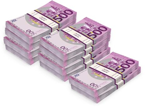 Scratch Cash Euro Box – 10 mazzette da 100 Banconote l'una di € 500 - Banconote Finte Euro, (500.000 Fac-Simile Euro), Dimensioni Reali