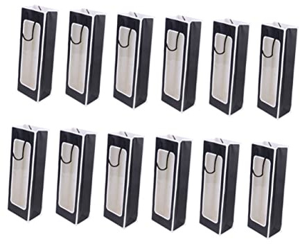 IMIKEYA 12 Stück Kraftpapier Rotweintaschen mit Transparentem Fenster Schwarz Weiß Flaschen Tragetaschen mit Griff für Hochzeit Geschenkverpackung Flacher Boden Einzelflasche Träger