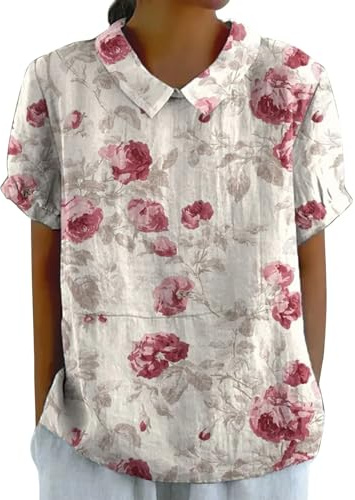 Uwdiohq Chemises Boutonnées en Soie pour Femmes Manches Courtes Décontractée T-Shirt Blanches Habillées 0 Tee Shirt Femme Vert Emeraude Chemisiers Et Blouses Camel Top Manche Longue Blouse