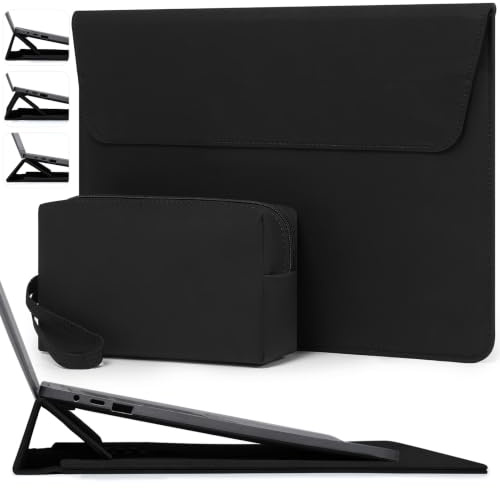HYZUO 15 Zoll Laptophülle Tasche mit Verstellbarem Ständer, Schwarz | für MacBook Air 15 M5 A3448 M4 A3241 M3 A3114 M2 A2941 2026-2023, MacBook Pro 15, 15 Surface Laptop 7/6/5/4