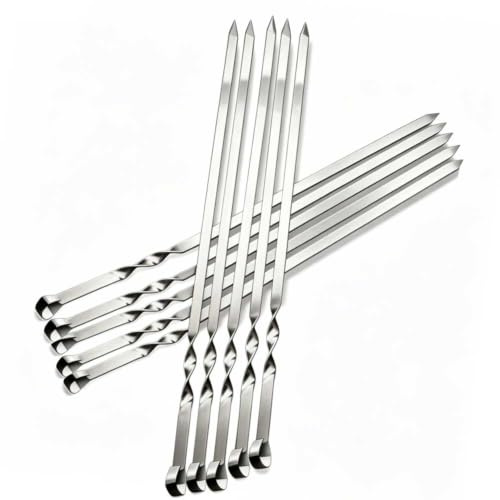 Spiedini lunghi in acciaio inox, 55 cm, spiedini lunghi per carne, verdure, barbecue, accessori per barbecue in acciaio inox (60 cm di lunghezza, 10 pezzi)
