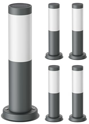 ledscom.de 5x LED Pollerleuchte/Wegeleuchte PORU mit Solar, anthrazit, warmweiß, IP44