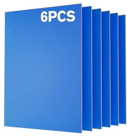 Creatorally Confezione da 6 fogli di compensato colorato preverniciato, 29,7 x 21 x 1/8 (3 mm), sottili, ideali per taglio laser, incisione, artigianato fai da te e modellismo (blu)