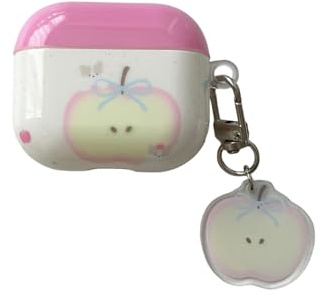 XINVHUA Custodia per cuffie per AirPods 4, graziosa custodia protettiva in TPU alla moda con motivo rosa mela, compatibile con AirPods di 4a generazione, per ragazze e donne (Apple)