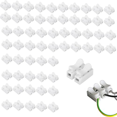 120 Pcs Wire Connectors Set, Portable Electrical Connectors Terminal Block Quick Terminals Connector Block For Electrical Wiring For Wiring Cable Dual Row (White)