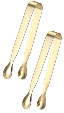 INOOMP 2piezas Pinzas De Acero Inoxidable Para Azúcar y Cubitos De Hielo Doradas Utensilios De Cocina Multifuncionales Para Bar Fiestas Bodas y Buffet