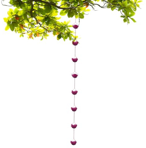 Rrlihjgu Outdoor Rain Chains - Rose Shaped Outdoor Rain Catcher,Heavy Duty Gutter Water Recovery Drainage Roof,Indoor Decoration And