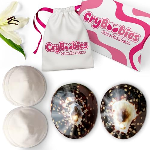 CRYBOOBIES Coquillages d'allaitement + 8 Accessoires OFFERTS (Medium) | Soulage les crevasses et favorise la cicatrisation. 4 coussinets d’allaitement, 1 collier, 1 bracelet et 1 freshbag inclus