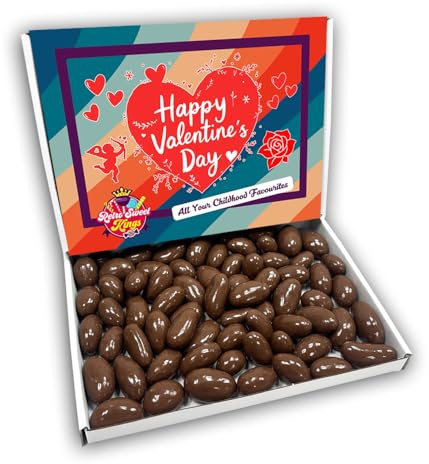 Milk Chocolate Brazils Happy Valentines Day Sweets Gift Box Hamper (RETRO VALENTINES FRONT)