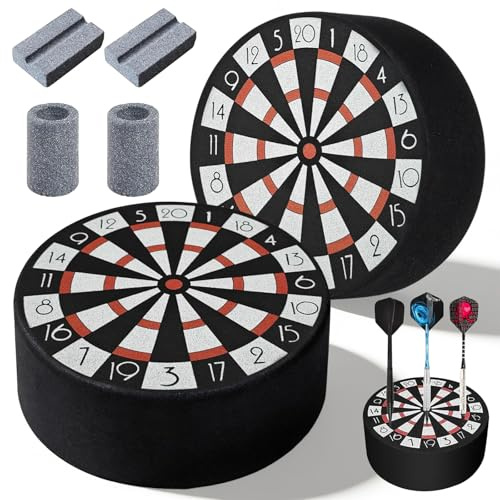 YOUNGSAY 2 STK Dartpfeile Halterung mit 4 Dart Schärfsteinen - 10 x 4cm | Doppelseitiger Druck, Exquisit und wunderschön, Flexibel und langlebig, Leicht und tragbar für Soft & Steeltip Darts