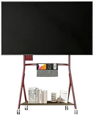 Soporte For TV De Piso For Espacios Pequeños, Carro Rodante For TV For Pantalla De 32-55 Pulgadas, hasta 110 Libras, Sala De Estar Moderna VESA 400 * 400 Mmm(Red)