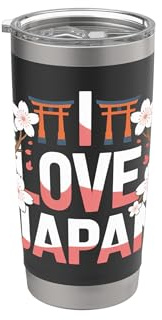 Me encanta la puerta Torii de los cerezos en flor de Japón Vaso térmico de acero inoxidable de doble pared