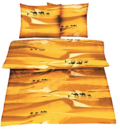 2 Teilig BETTWÄSCHE Set Microfaser Bettbezug Übergröße 155x220cm Kopfkissen 80x80cmTOP Qualität NEU Tier Kamel Muster Afrika Modern Klassisch & Elegant Beige Sand 2tlg 155 x 220 cm Wüste Sahara