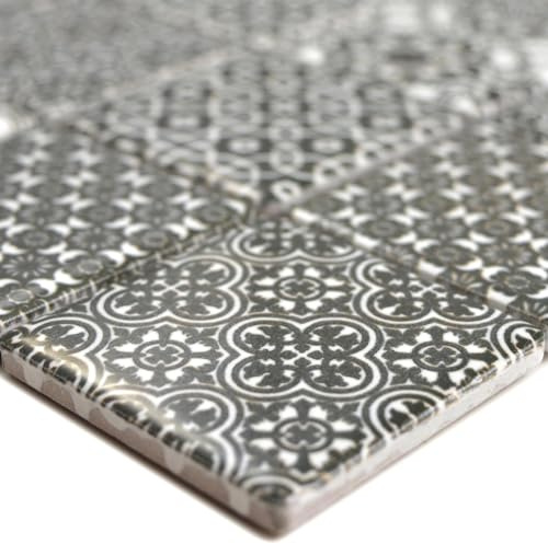 Keramik Mosaikfliesen Daymion Retro Vintage Optik Schwarz 47